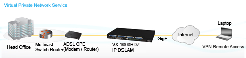 VX-1000HDz 48 Port ADSL2+ Mini DSLAM VPN Application